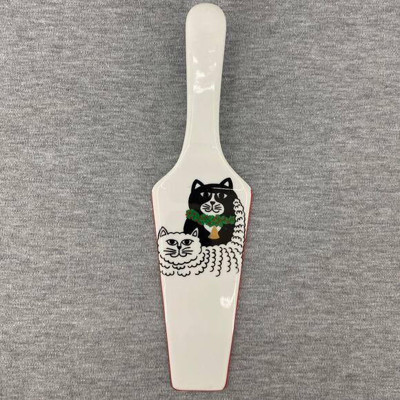 Vintage Ceramic Pie Server Cats Design Made in Japan Christmas Holiday Kitchen - Picture 2 of 7